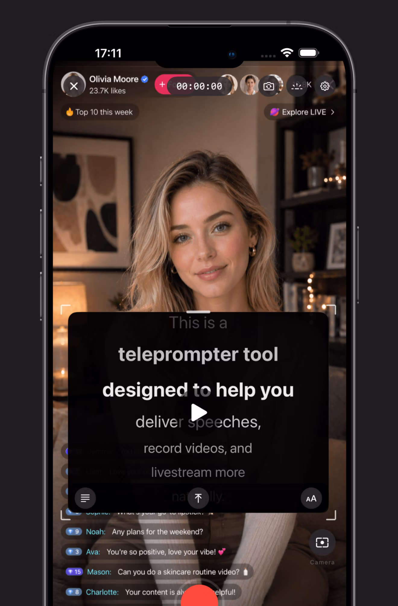 FloatText floating over a live recording app